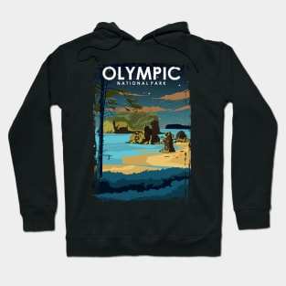 Olympic National Park National Park at Night Travel Poster Hoodie